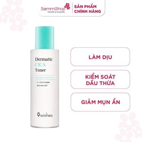 [date 8/2027] 9 Wishes Nước hoa hồng Dermatic Cica Toner 150ml