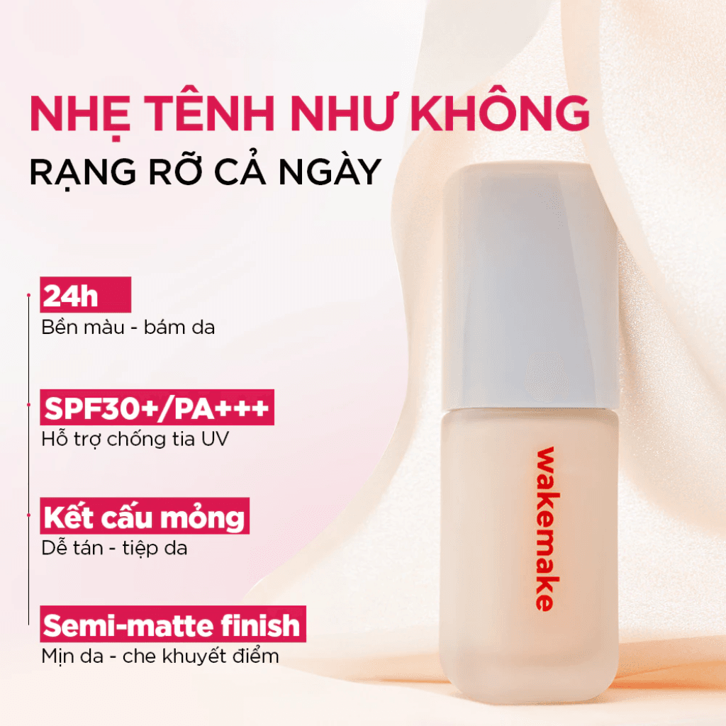 Wakemake Kem nền Seamless Wear Foundation SPF30/PA+++ 30ml thumb 2