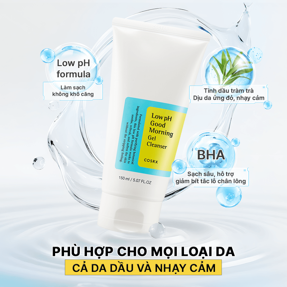 COSRX sữa rửa mặt Low pH Good Morning Gel Cleanser 150ml 3